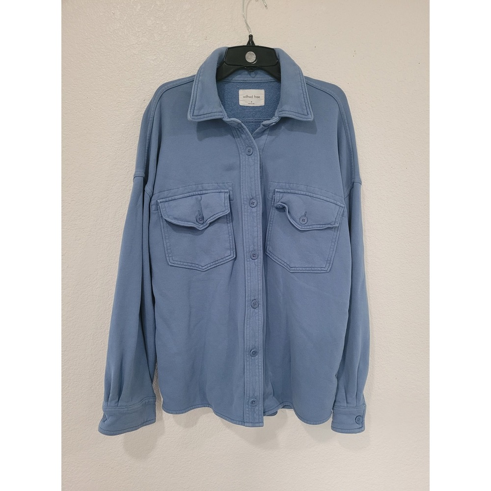 Wilfred Free Aritzia Blue Organic Cotton French Terry Shacket Jacket M #14
